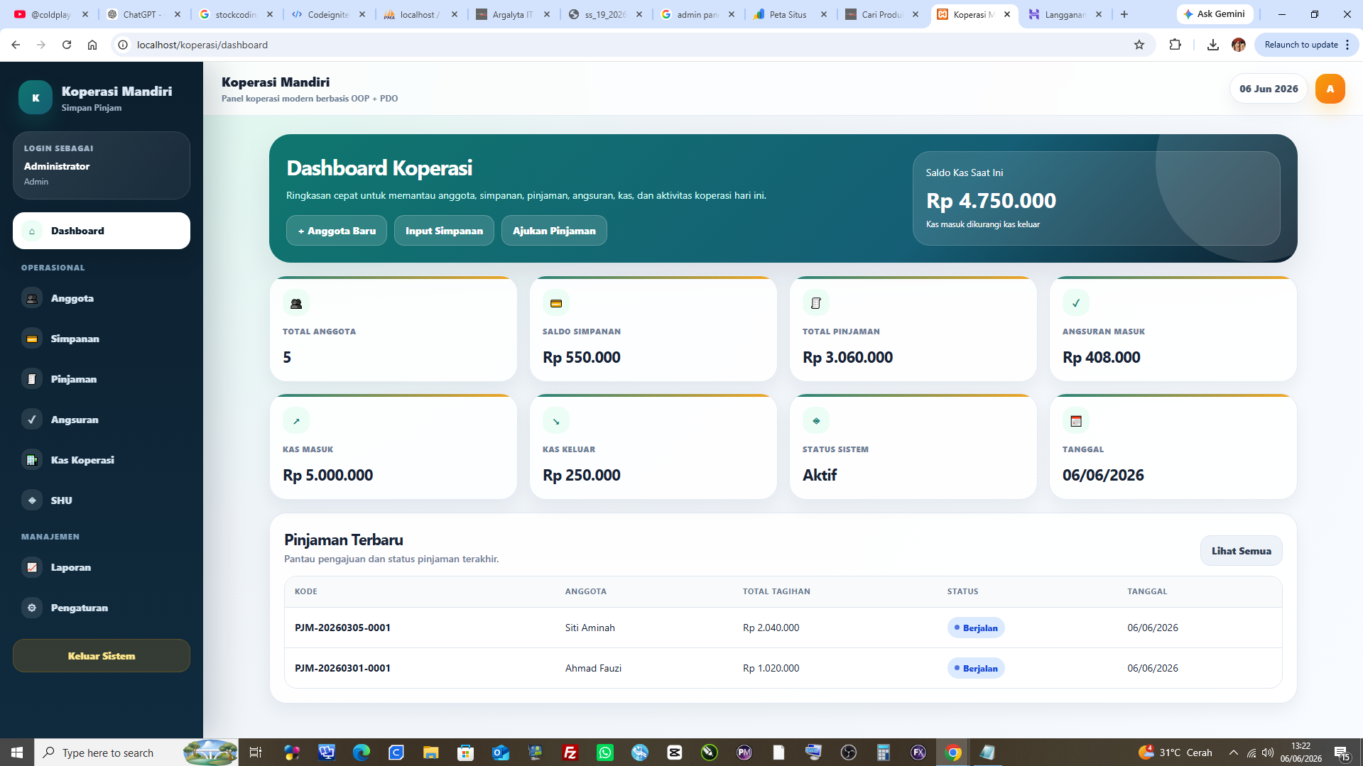 Source Code Aplikasi Koperasi Simpan Pinjam Berbasis Web