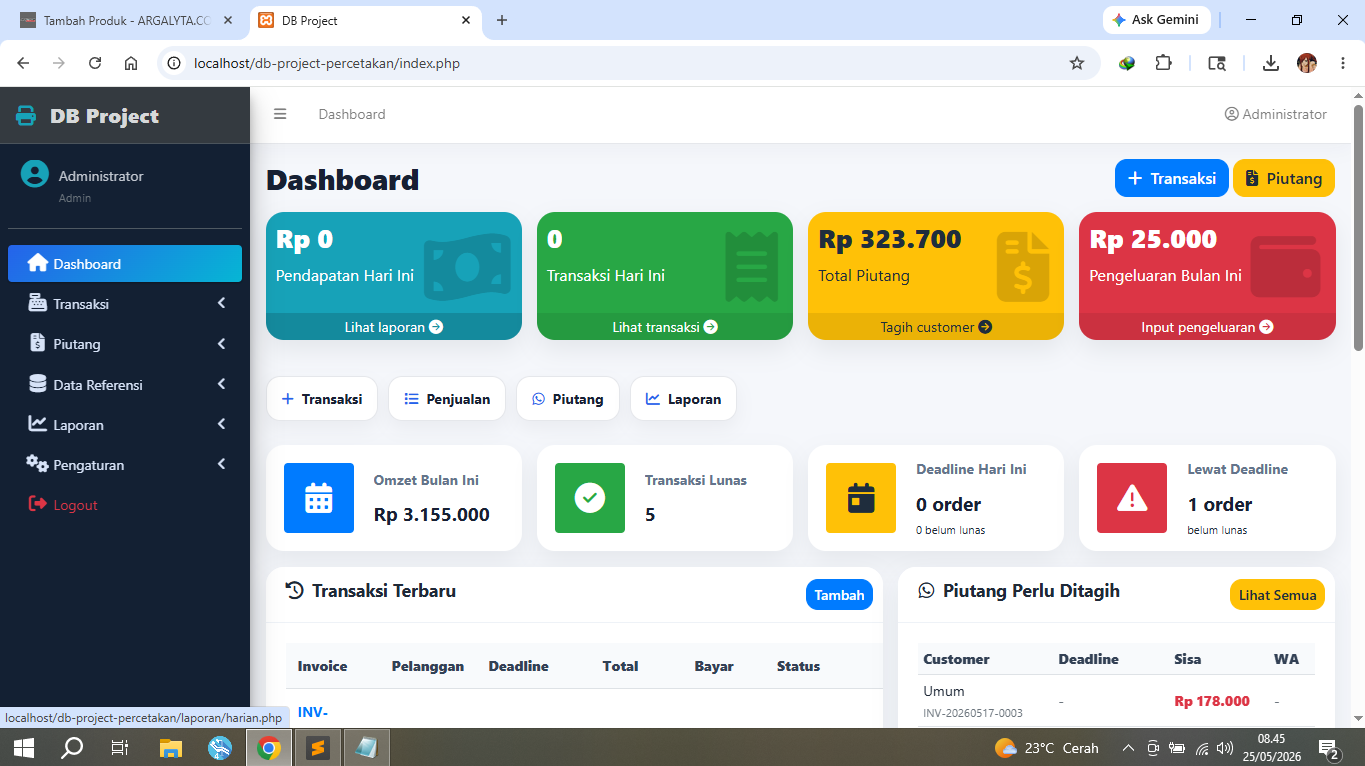 Aplikasi Percetakan Pro Full Feature Berbasis Web