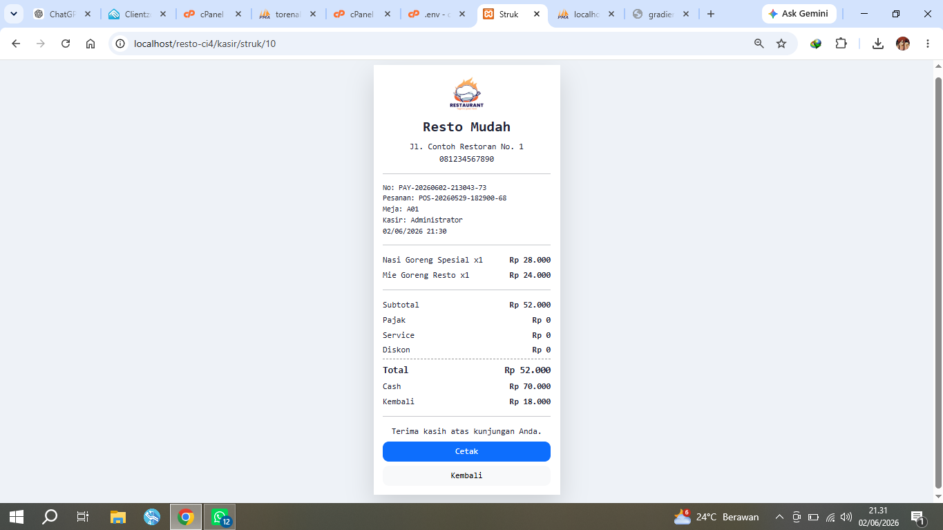Struk pembayaran pos