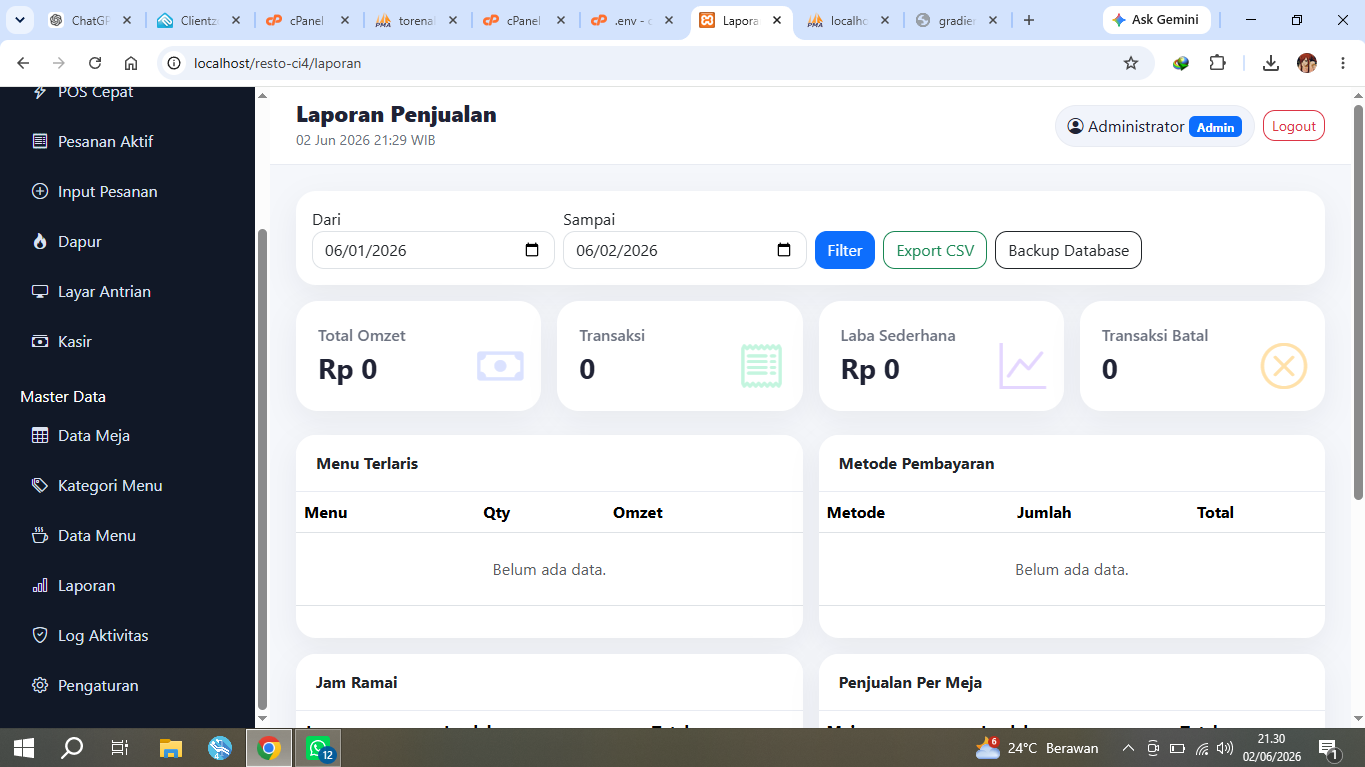 laporan penjualan di eksport ke excel