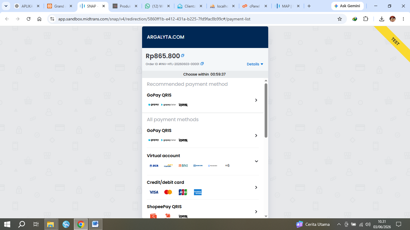 link pembayaran otomatis via midtrans
