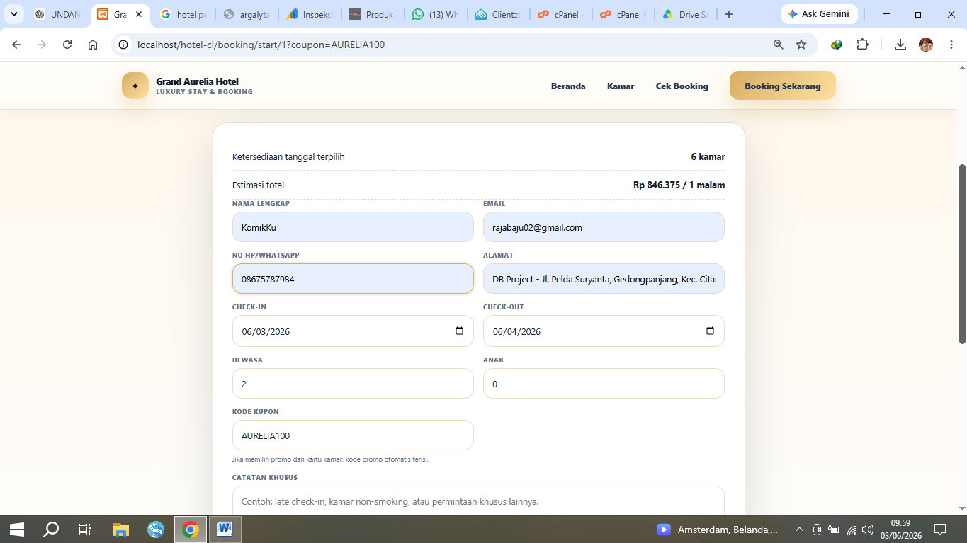 form pemesanan online