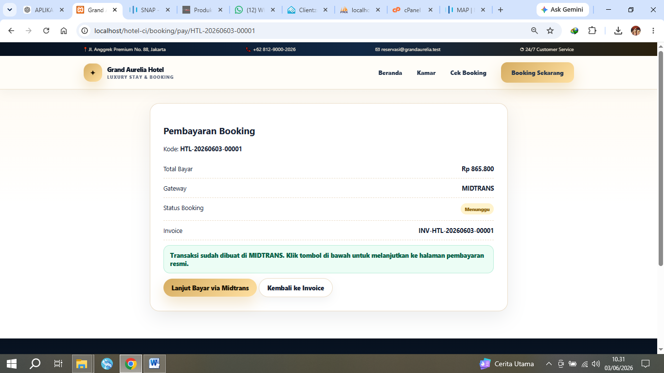 halaman verifikasi pembayaran booking hotel